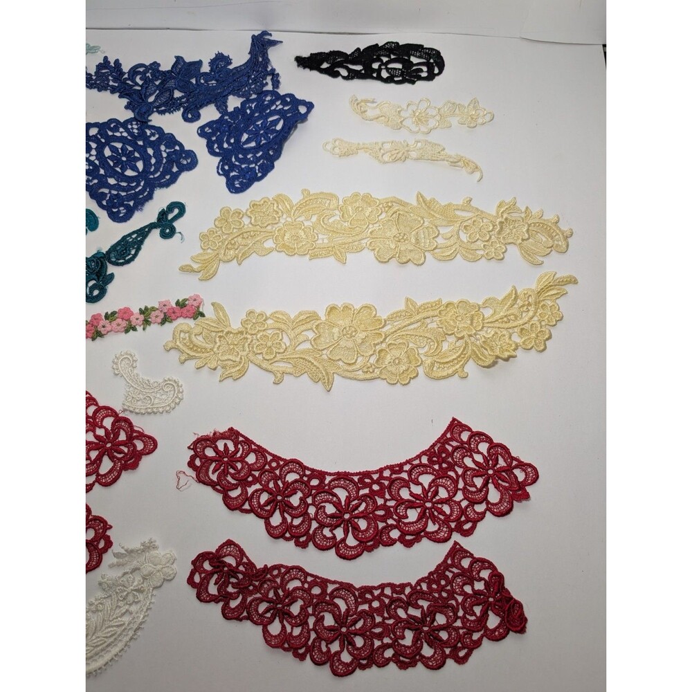 Vintage Venice Lace Applique Lot Mixed Colors Sizes Sew On Trim Craft Bridal Y2K - Picture 2 of 10